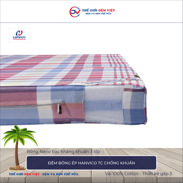 Đệm bông ép TC chống khuẩn Hanvico 4